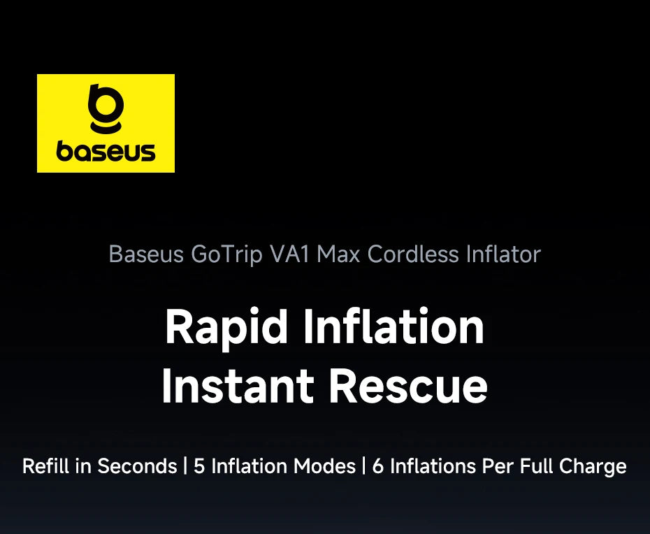 New Baseus GoTrip VA1 Pro/Max Car Air Pump 7500mAh Air Compressor Portable Tire Inflator for Motorcycle Bicycle Ball Car Pump