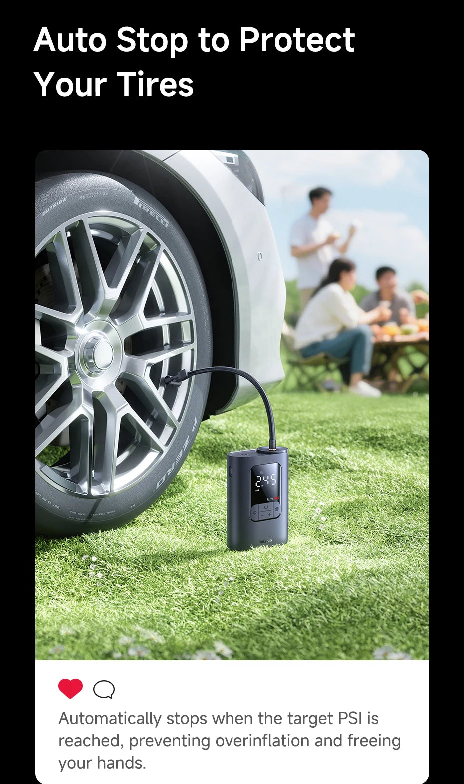 New Baseus GoTrip VA1 Pro/Max Car Air Pump 7500mAh Air Compressor Portable Tire Inflator for Motorcycle Bicycle Ball Car Pump
